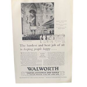 Vintage 1927 Walworth Valves Fittings And Tools Ad Advertisement